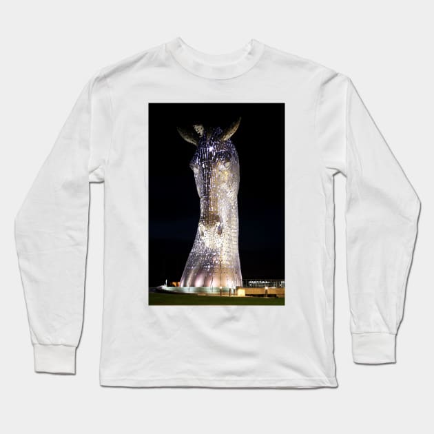 The Left Kelpie at Night Long Sleeve T-Shirt by Jane Braat